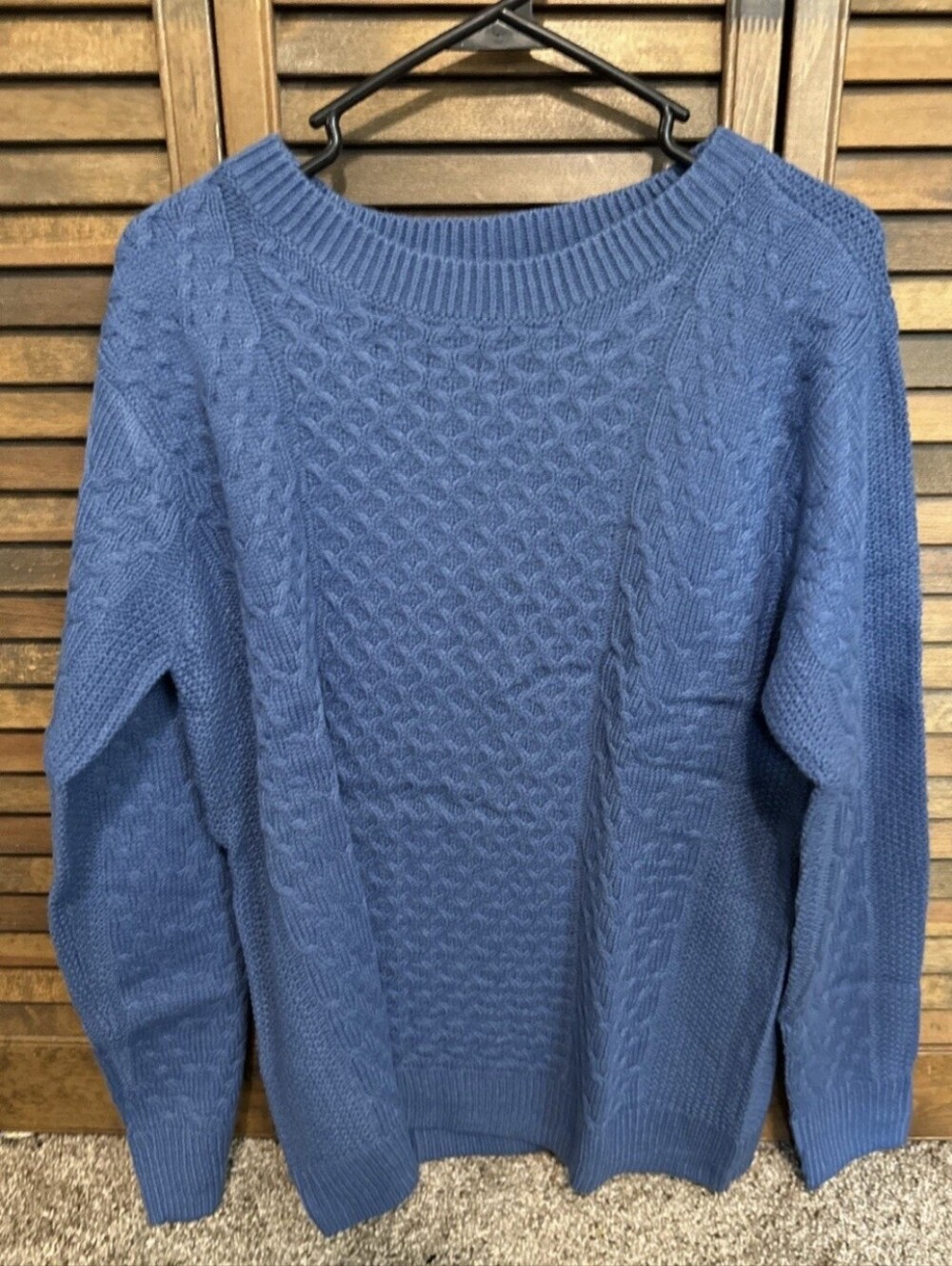 St. John’s Bay Blue Cable Knit Crewneck Sweater XL - Picture 2 of 5